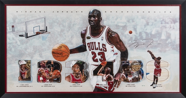 Michael Jordan Signed Oversized Original Painting on Canvas Framed to 27x51" (UDA)